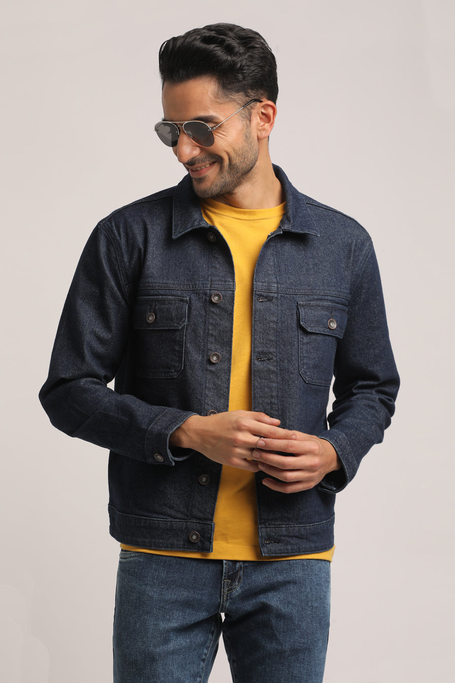 ALLEN-MEN DARK BLUE REGULAR FIT JACKET