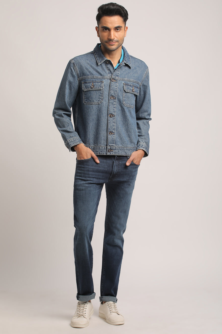 COLE-MEN MID BLUE REGULAR FIT JACKET