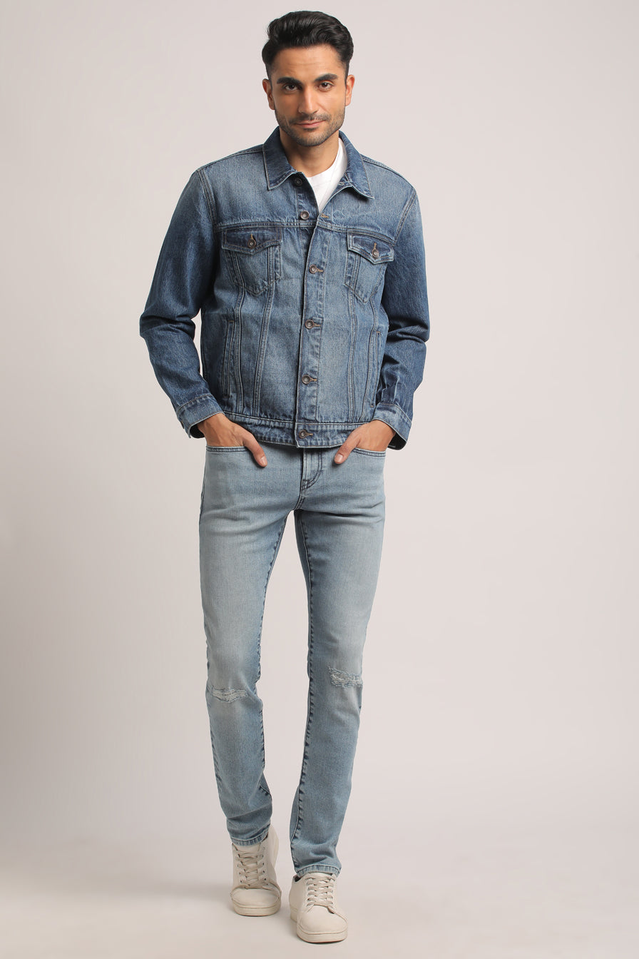 COLIN-MEN MID BLUE CLASSIC TRUCKER JACKET