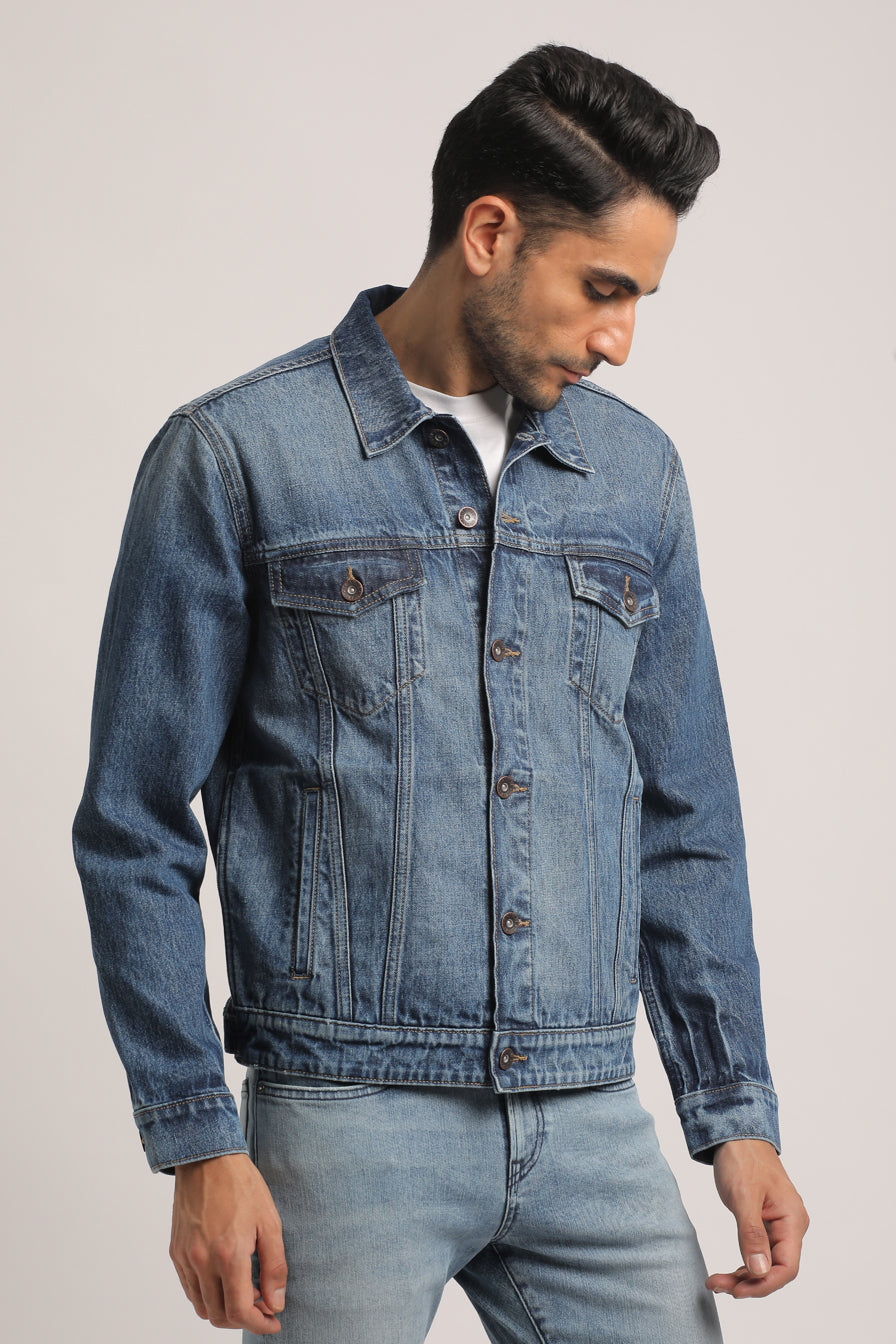 COLIN-MEN MID BLUE CLASSIC TRUCKER JACKET