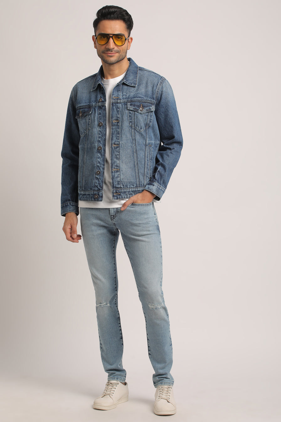 COLIN-MEN MID BLUE CLASSIC TRUCKER JACKET