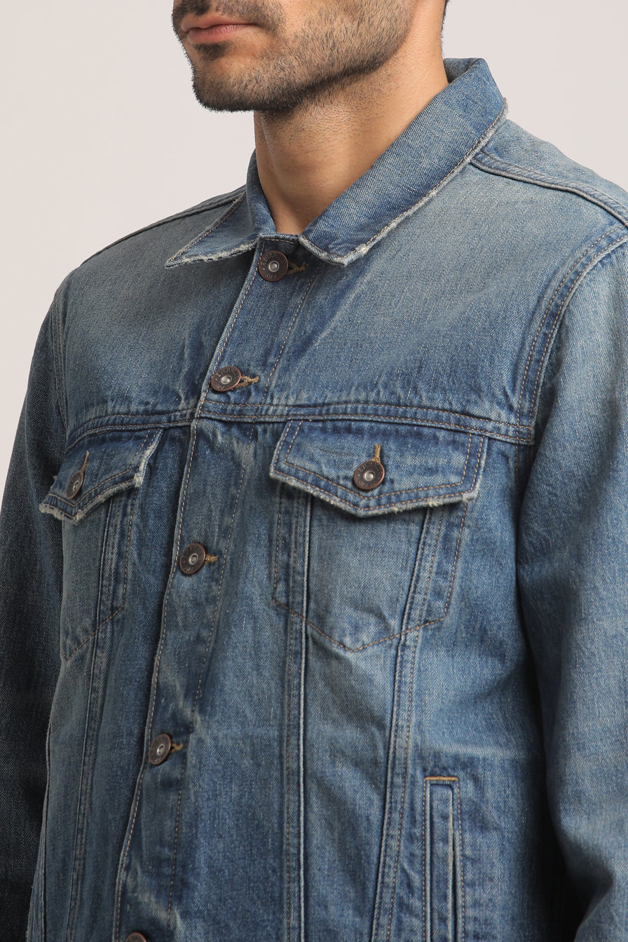 CONNER-MEN MID BLUE CLASSIC TRUCKER JACKET