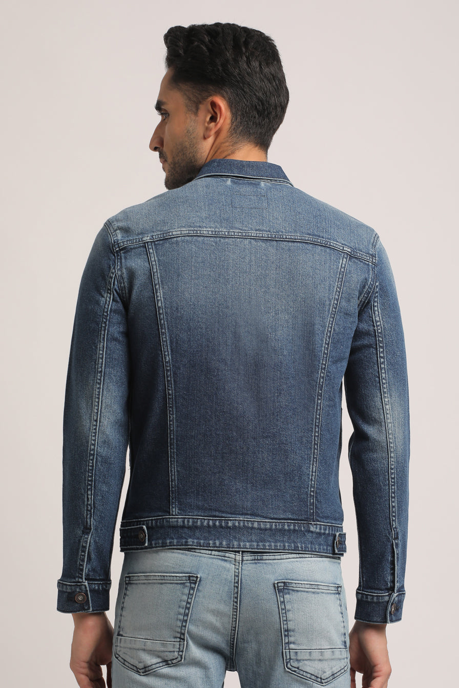 DAMIAN-MEN DARK BLUE CLASSIC TRUCKER JACKET