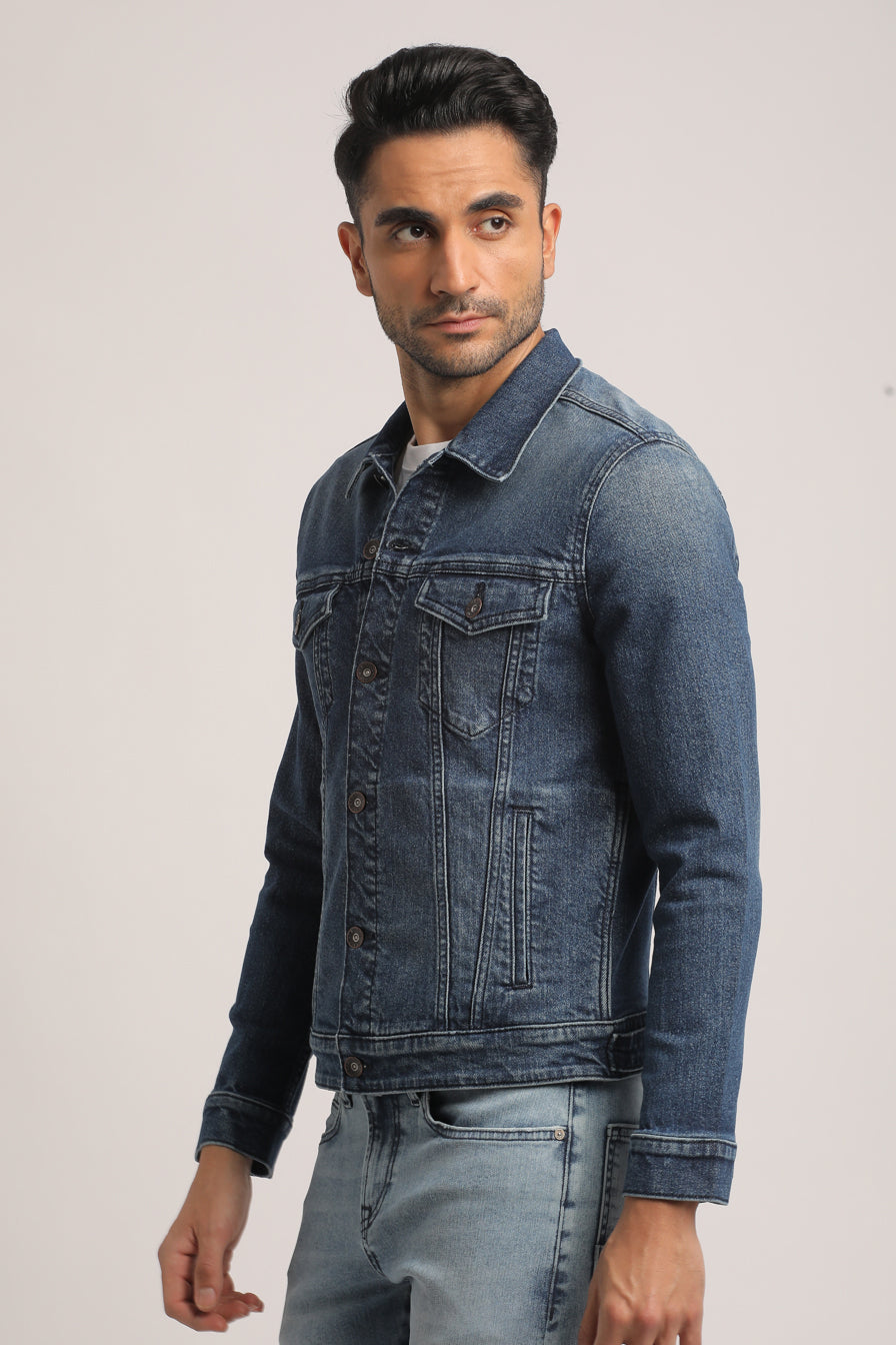 DAMIAN-MEN DARK BLUE CLASSIC TRUCKER JACKET