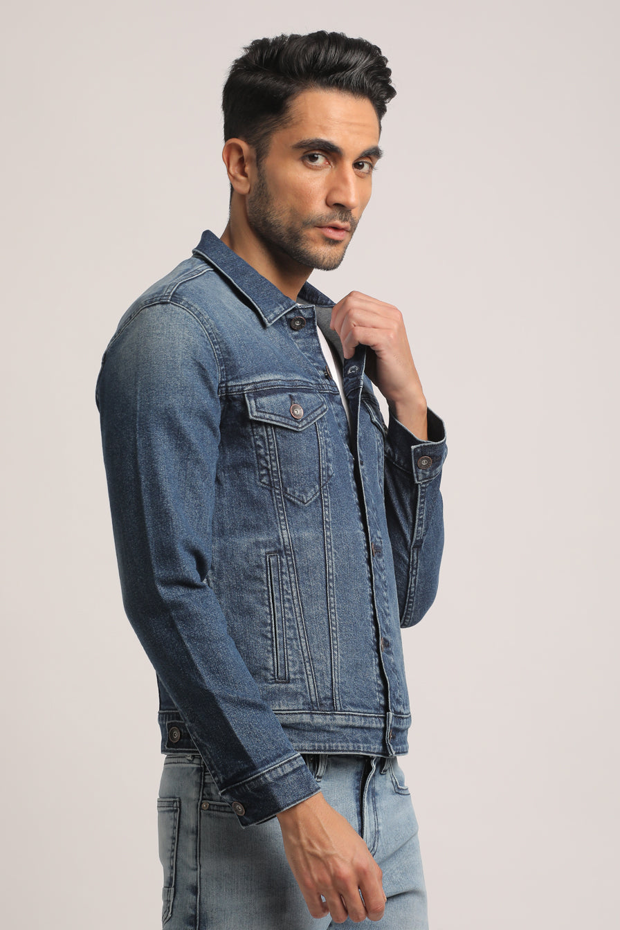 DAMIAN-MEN DARK BLUE CLASSIC TRUCKER JACKET