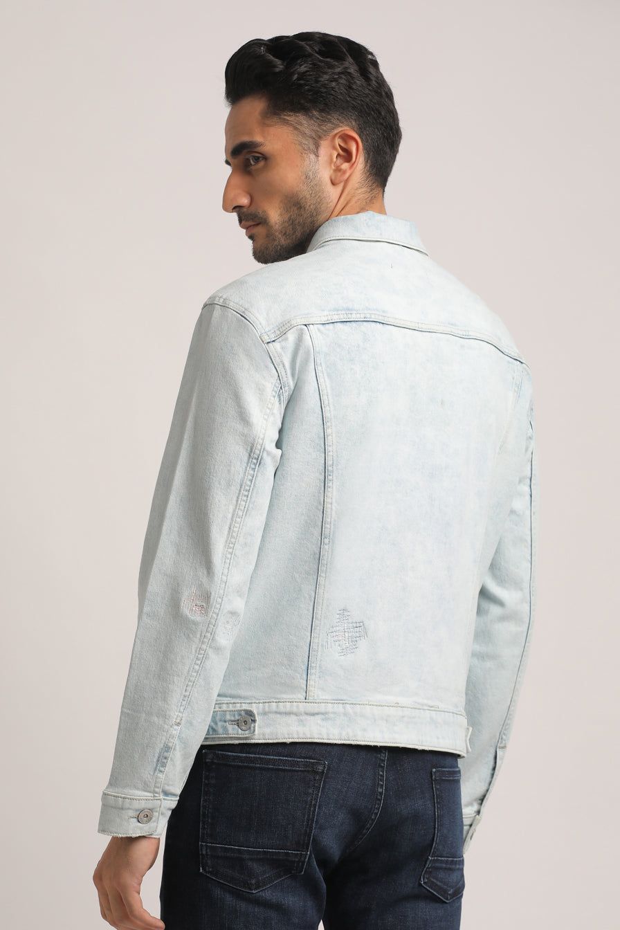 DAMIEN-MEN LIGHT BLUE CLASSIC TRUCKER JACKET