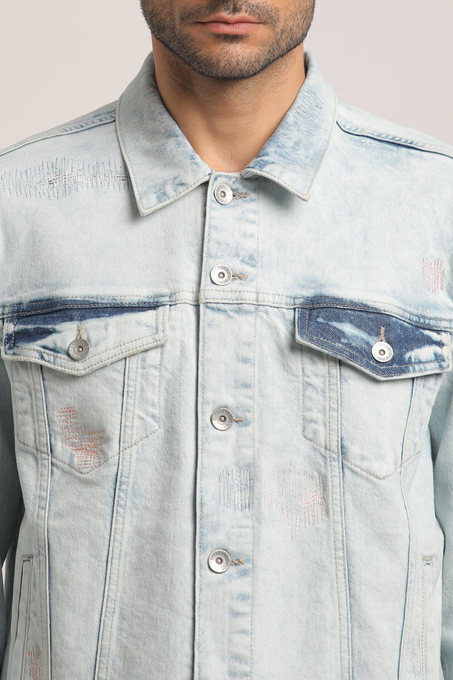 DAMIEN-MEN LIGHT BLUE CLASSIC TRUCKER JACKET