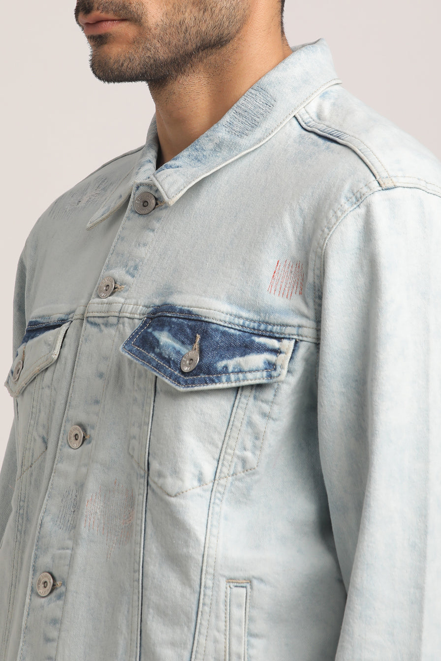 DAMIEN-MEN LIGHT BLUE CLASSIC TRUCKER JACKET