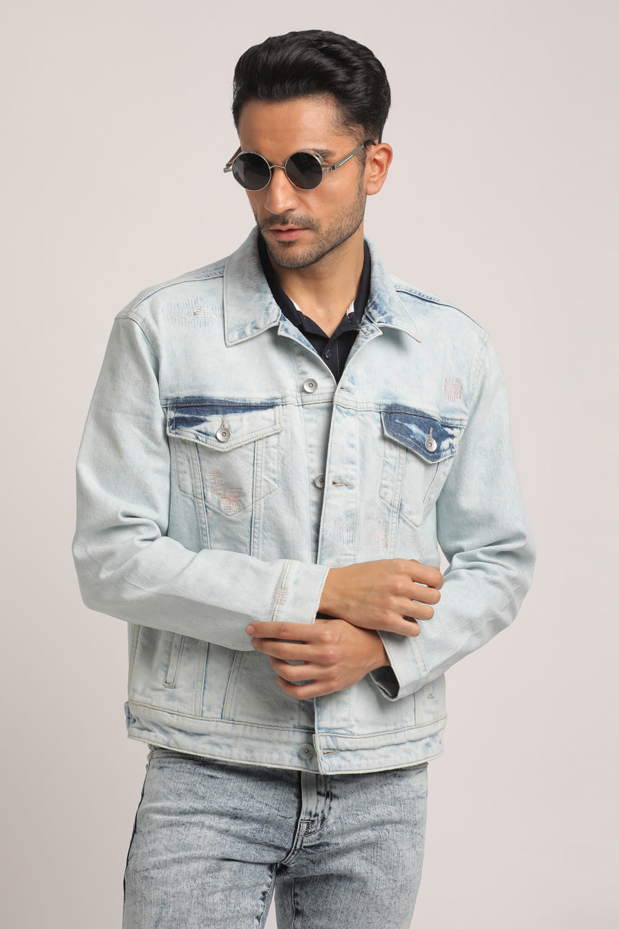 DAMIEN-MEN LIGHT BLUE CLASSIC TRUCKER JACKET