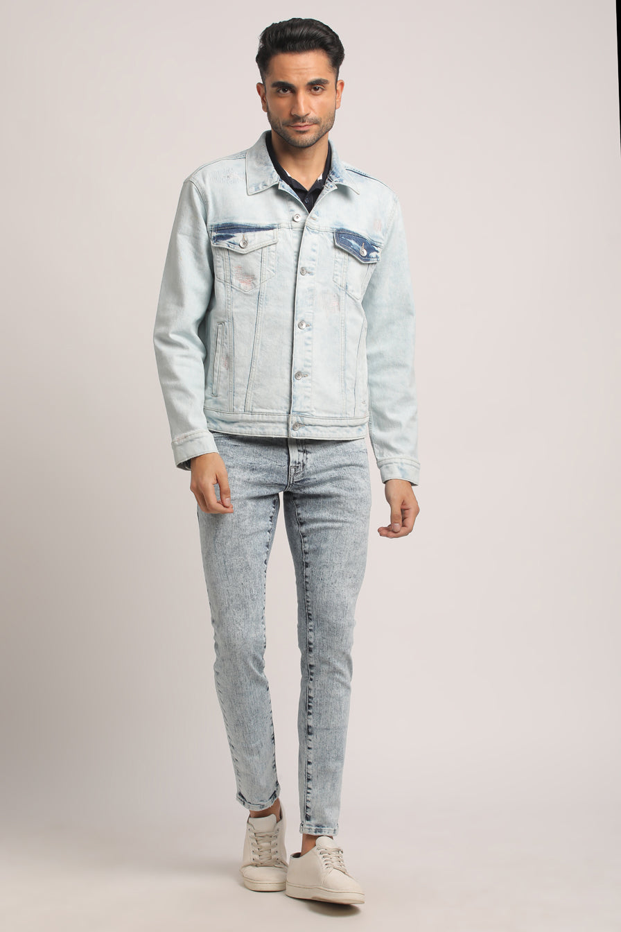 DAMIEN-MEN LIGHT BLUE CLASSIC TRUCKER JACKET