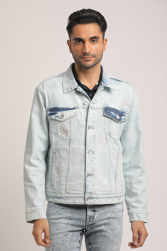 DAMIEN-MEN LIGHT BLUE CLASSIC TRUCKER JACKET