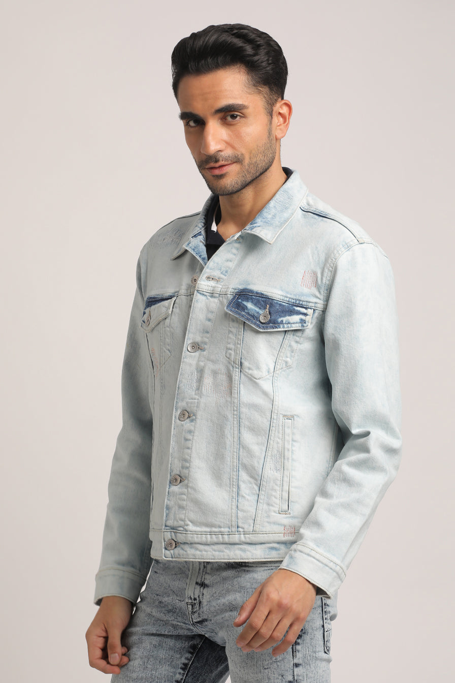 DAMIEN-MEN LIGHT BLUE CLASSIC TRUCKER JACKET