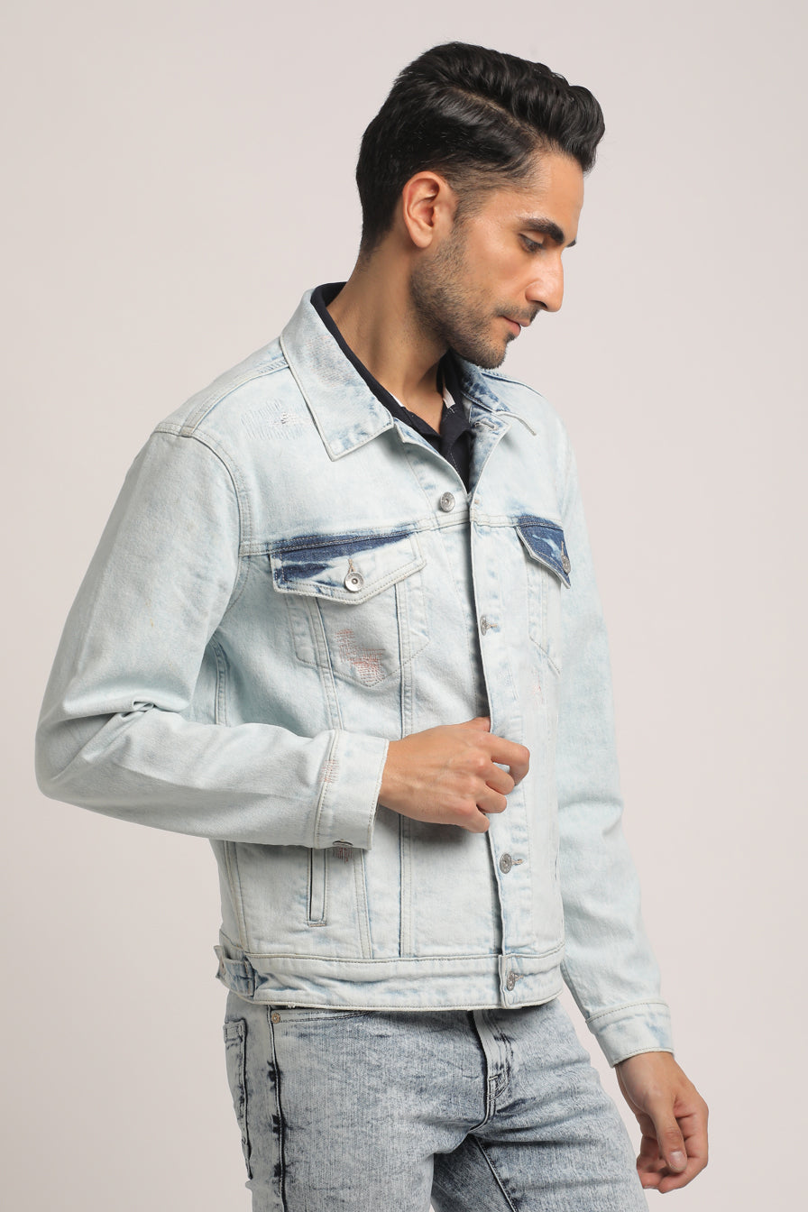 DAMIEN-MEN LIGHT BLUE CLASSIC TRUCKER JACKET