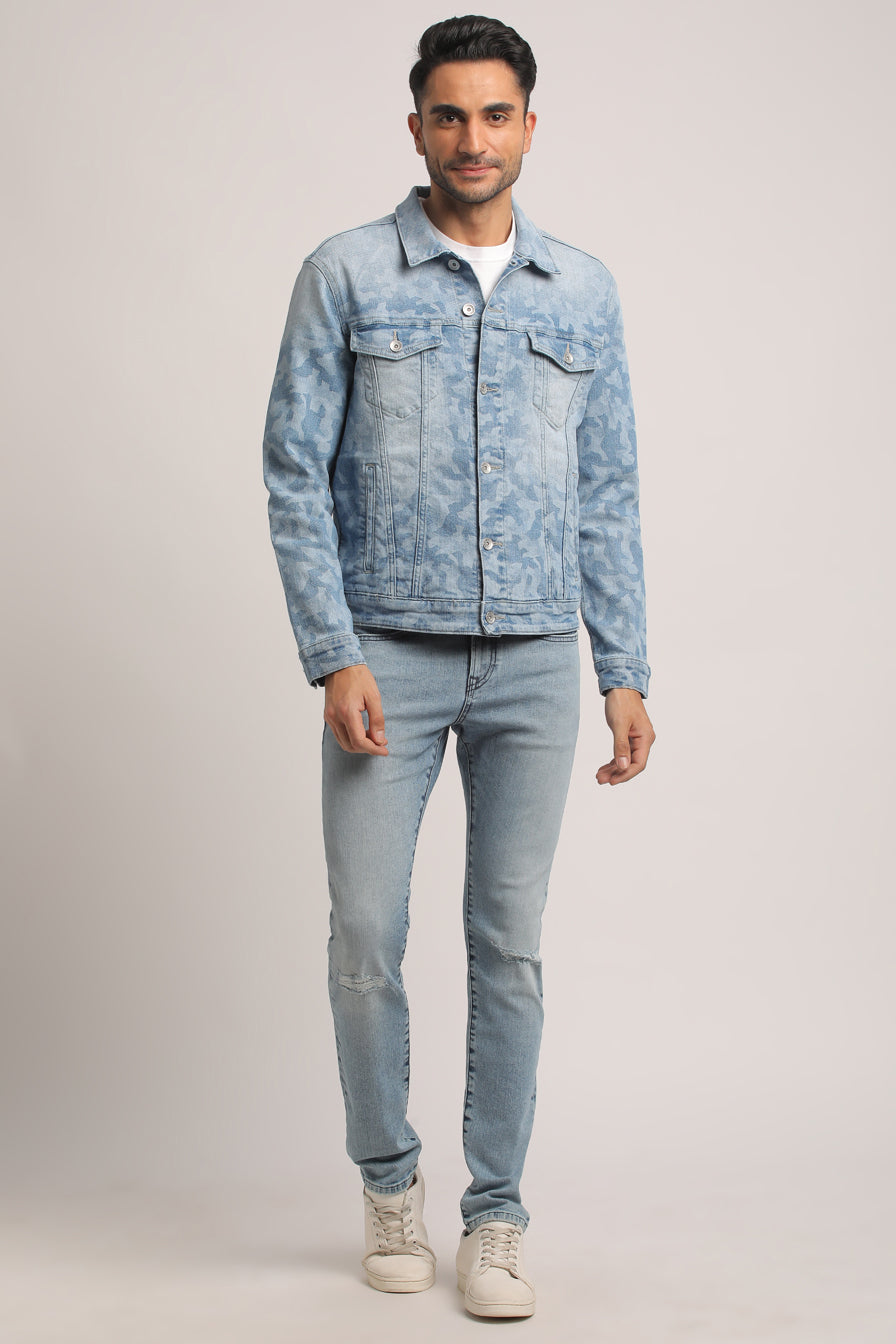 DAMON-MEN LIGHT BLUE CLASSIC TRUCKER JACKET