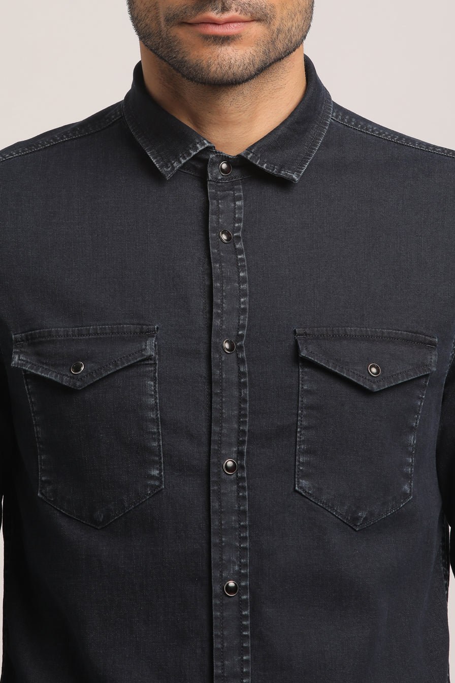 DELANEY-MEN DARK BLUE SLIM FIT SHIRT