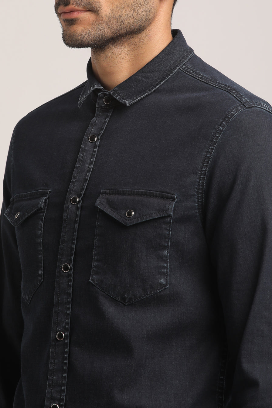 DELANEY-MEN DARK BLUE SLIM FIT SHIRT