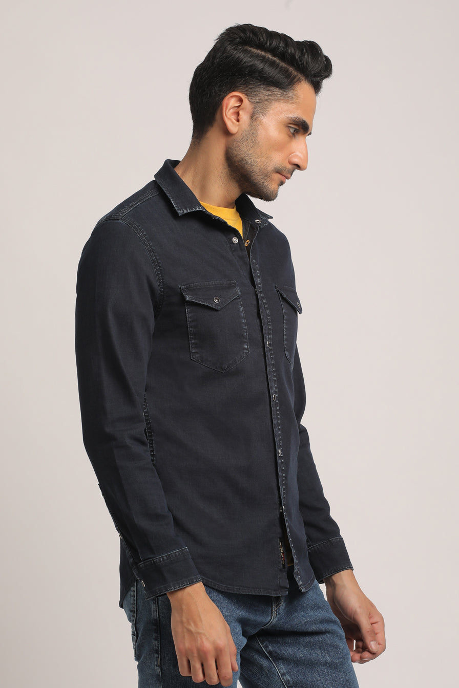 DELANEY-MEN DARK BLUE SLIM FIT SHIRT