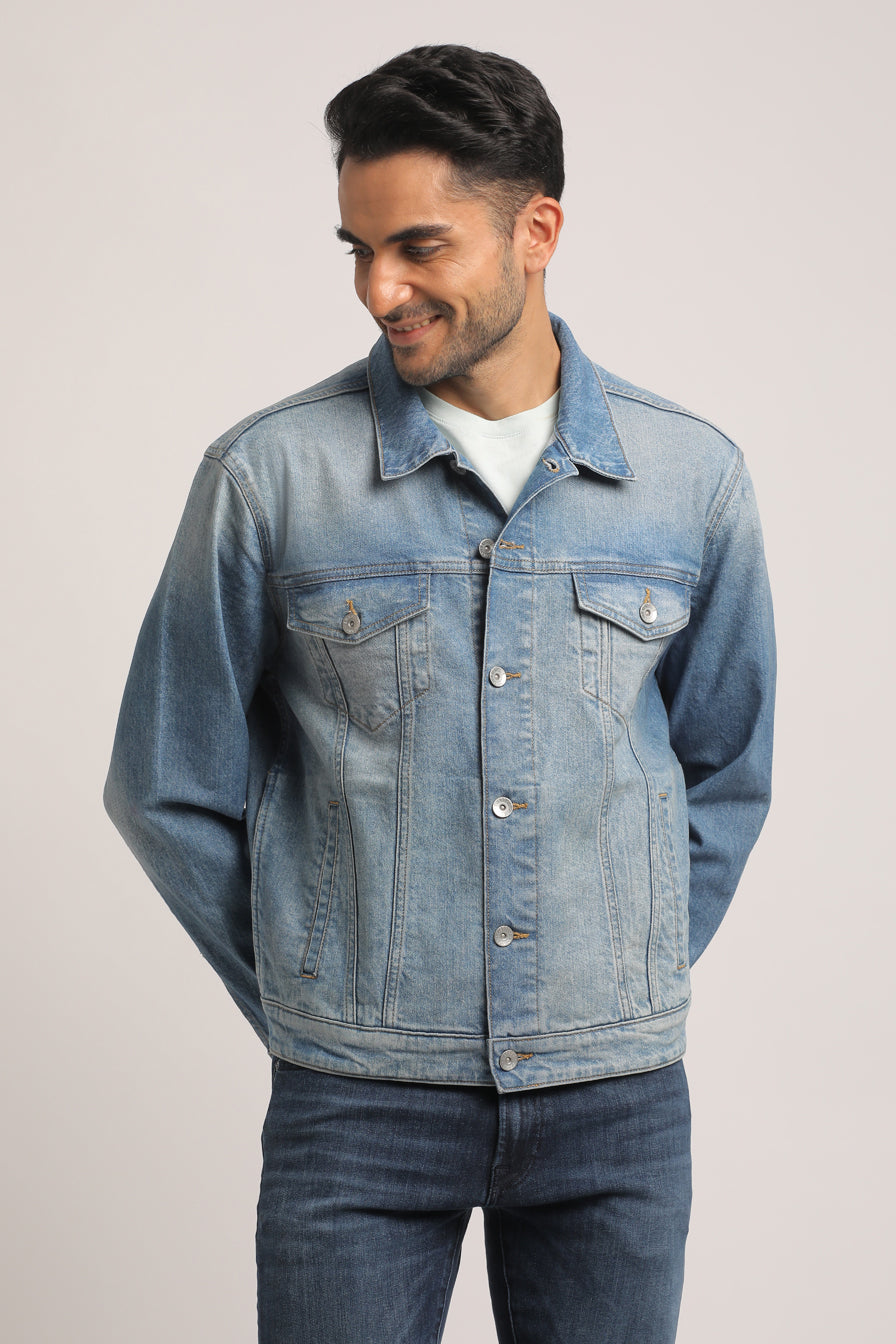 DEREK-MEN LIGHT BLUE CLASSIC TRUCKER JACKET