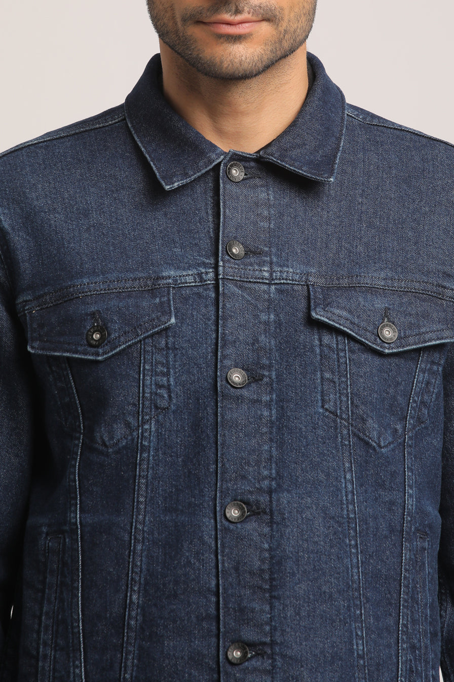 DERRICK-MEN DARK BLUE CLASSIC TRUCKER JACKET