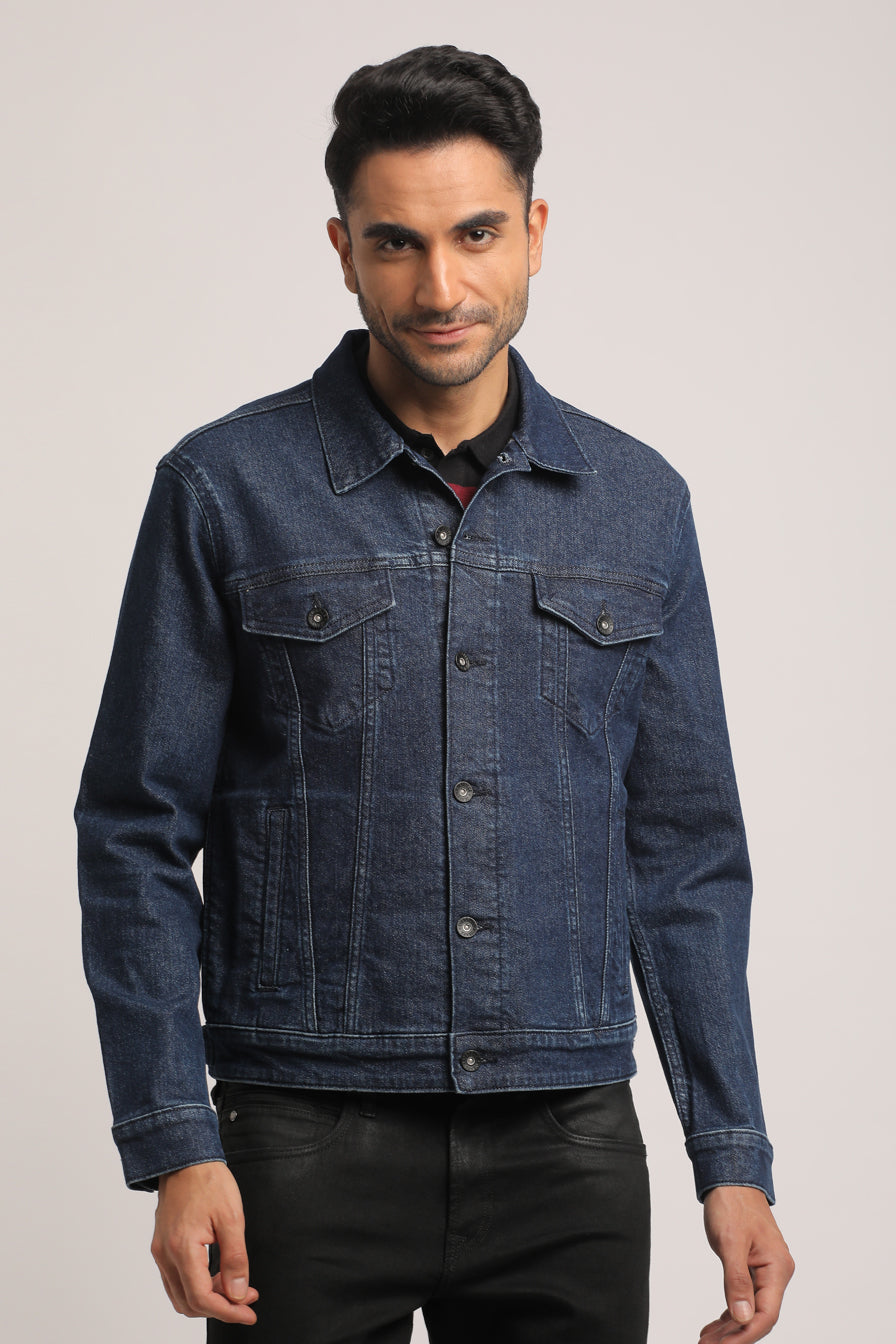 DERRICK-MEN DARK BLUE CLASSIC TRUCKER JACKET