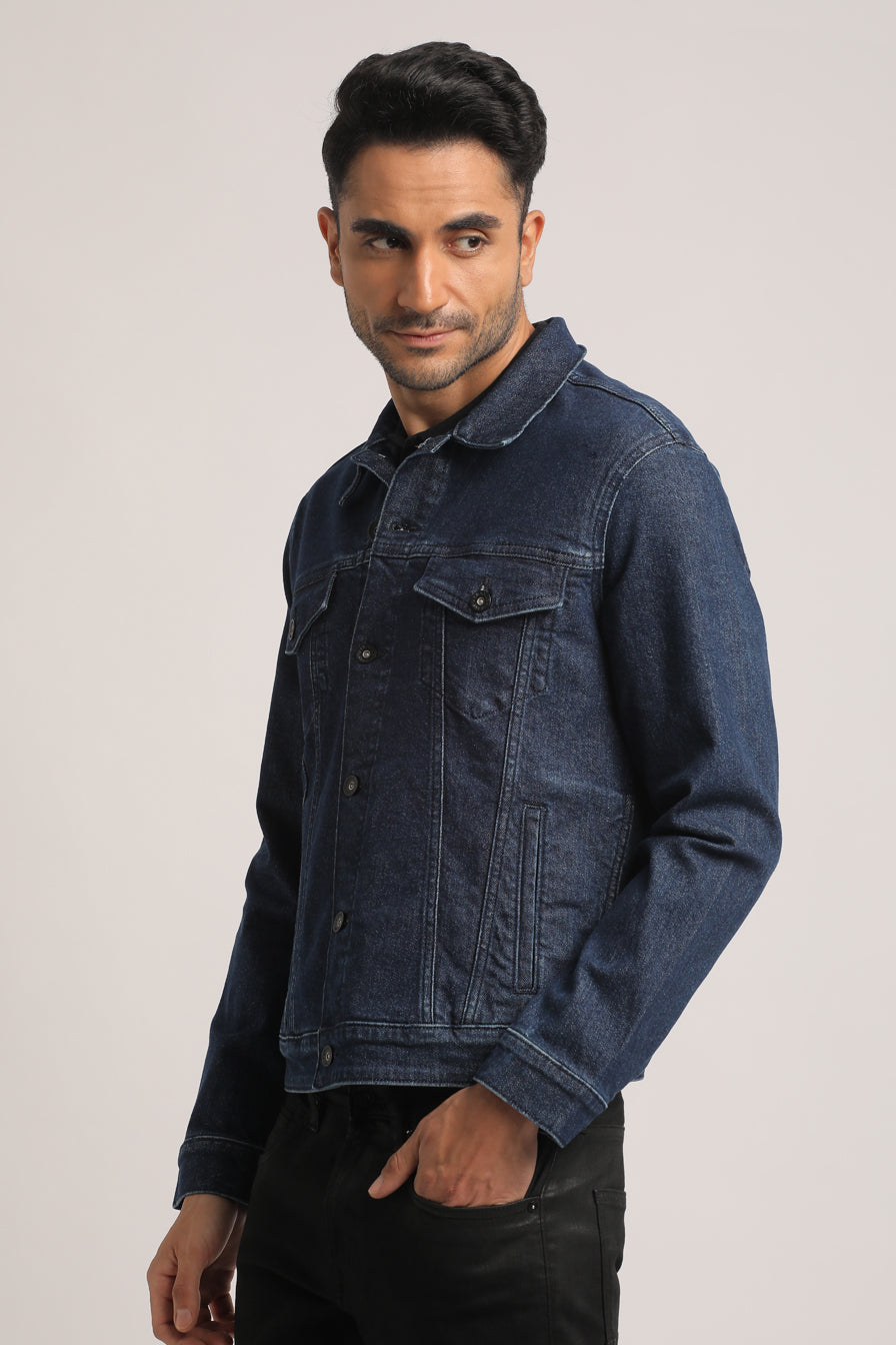 DERRICK-MEN DARK BLUE CLASSIC TRUCKER JACKET