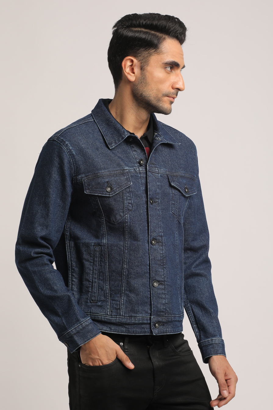 DERRICK-MEN DARK BLUE CLASSIC TRUCKER JACKET