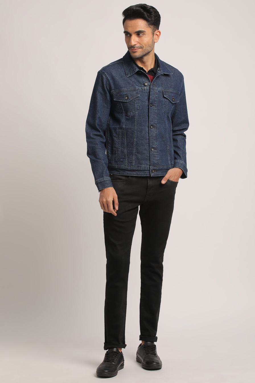 DERRICK-MEN DARK BLUE CLASSIC TRUCKER JACKET