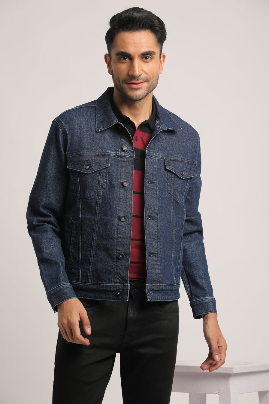 DERRICK-MEN DARK BLUE CLASSIC TRUCKER JACKET