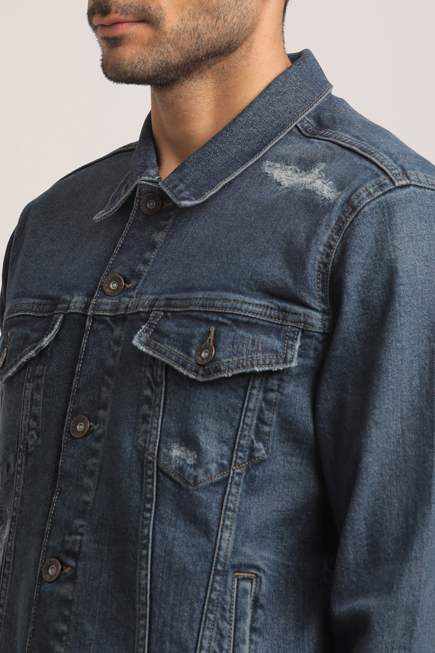 DEVIN-MEN DARK BLUE CLASSIC TRUCKER JACKET