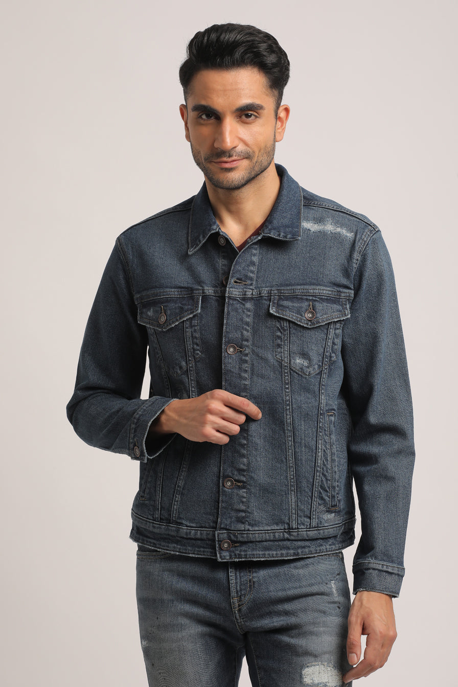 DEVIN-MEN DARK BLUE CLASSIC TRUCKER JACKET