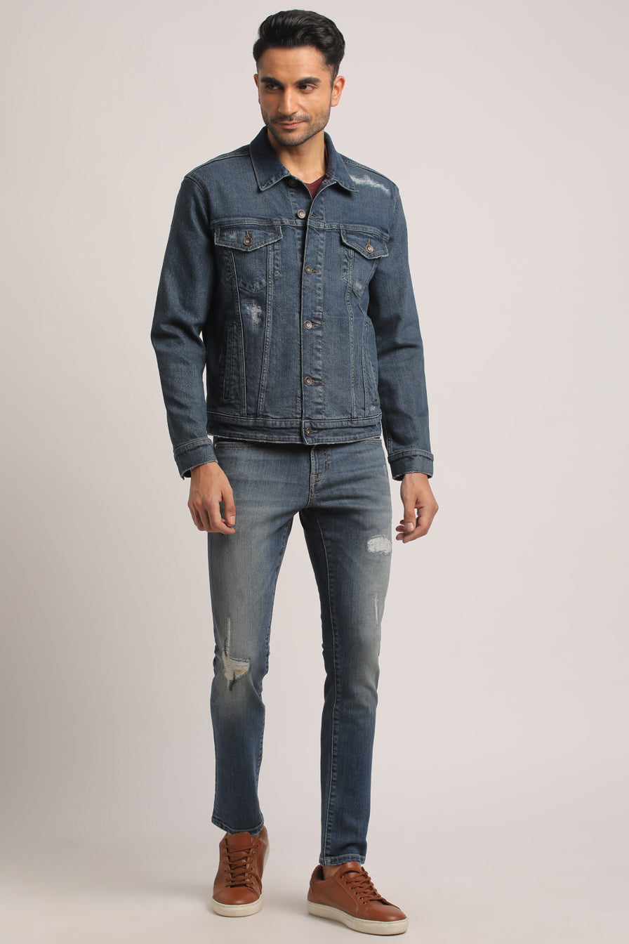 DEVIN-MEN DARK BLUE CLASSIC TRUCKER JACKET