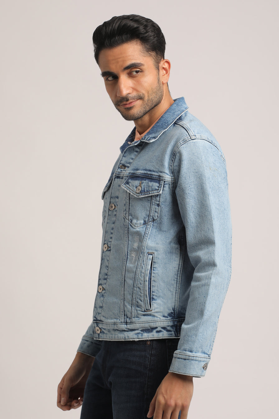 DILAN-MEN LIGHT BLUE CLASSIC TRUCKER JACKET