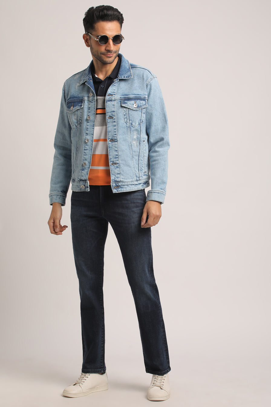 DILAN-MEN LIGHT BLUE CLASSIC TRUCKER JACKET