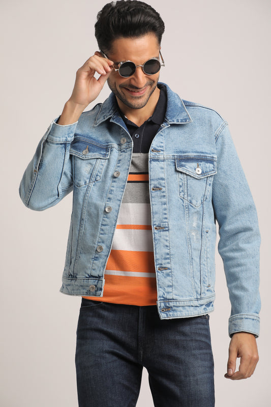 DILAN-MEN LIGHT BLUE CLASSIC TRUCKER JACKET