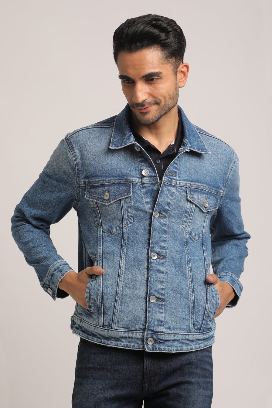 DILLON-MEN MID BLUE CLASSIC TRUCKER JACKET