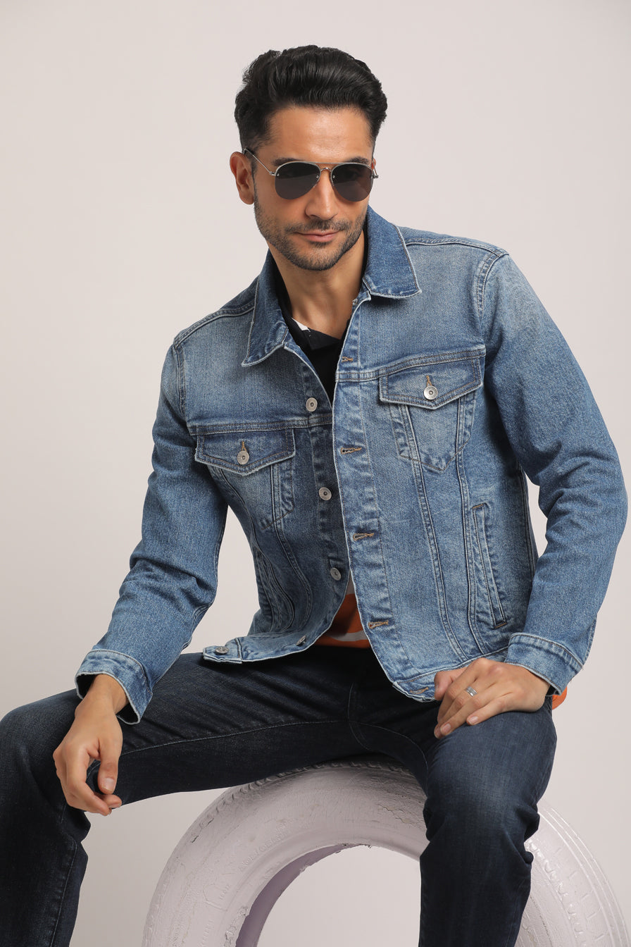 DILLON-MEN MID BLUE CLASSIC TRUCKER JACKET