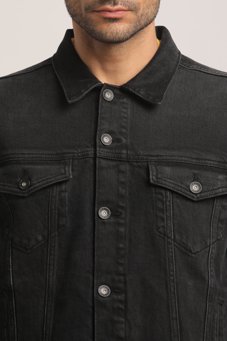 DOMINICK-MEN BLACK CLASSIC TRUCKER JACKET