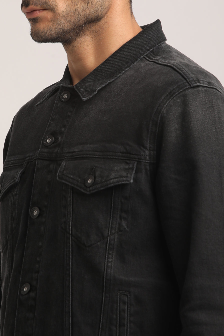 DOMINICK-MEN BLACK CLASSIC TRUCKER JACKET