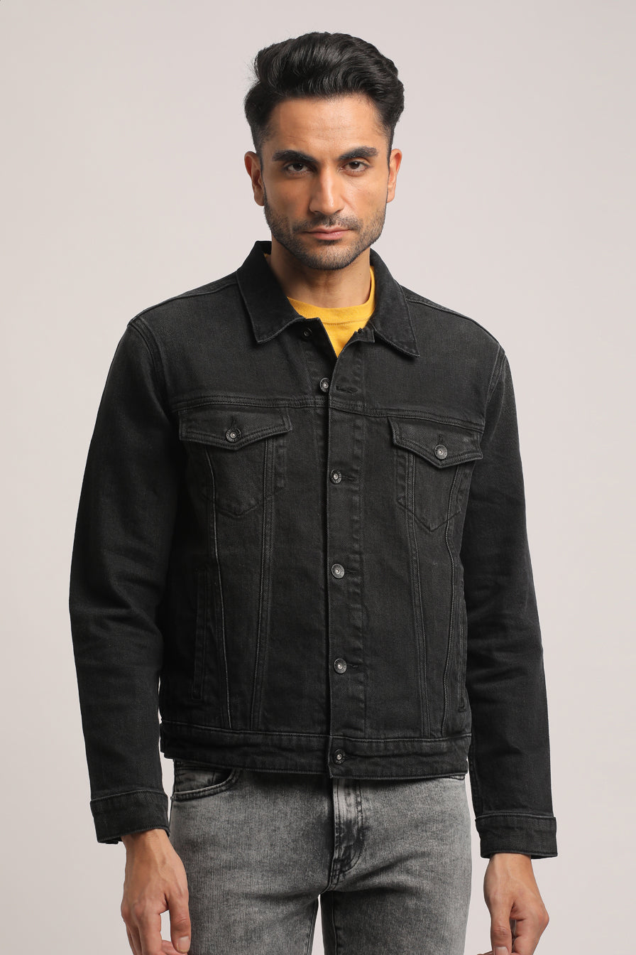 DOMINICK-MEN BLACK CLASSIC TRUCKER JACKET