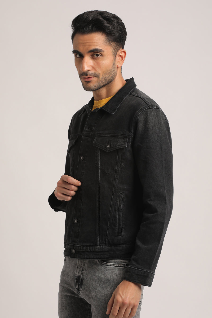 DOMINICK-MEN BLACK CLASSIC TRUCKER JACKET