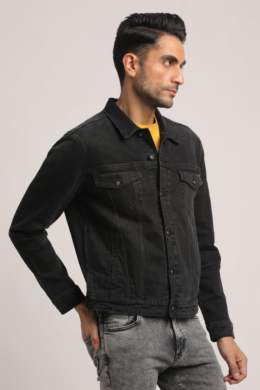 DOMINICK-MEN BLACK CLASSIC TRUCKER JACKET