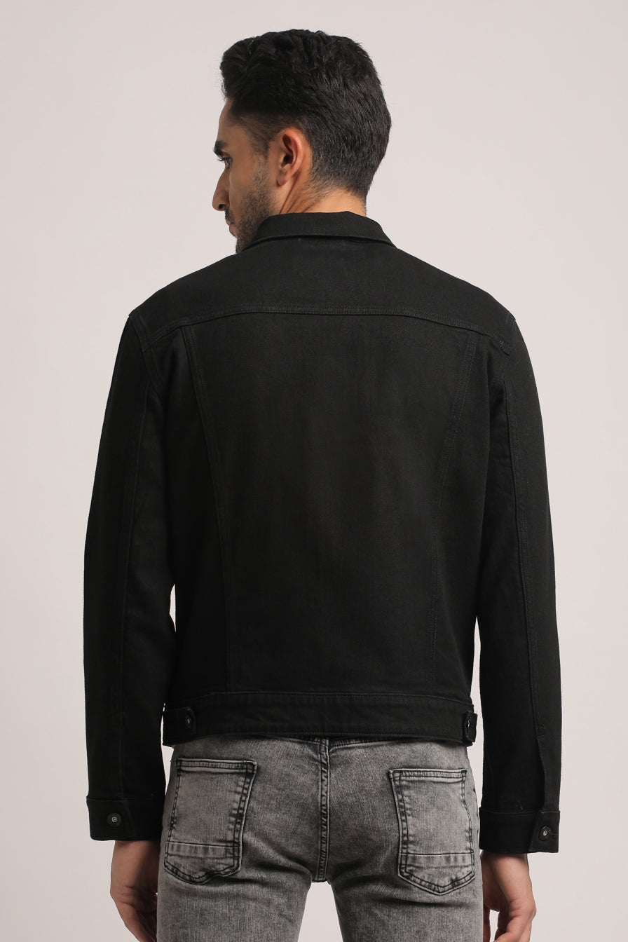 DOMINIK-MEN BLACK CLASSIC TRUCKER JACKET