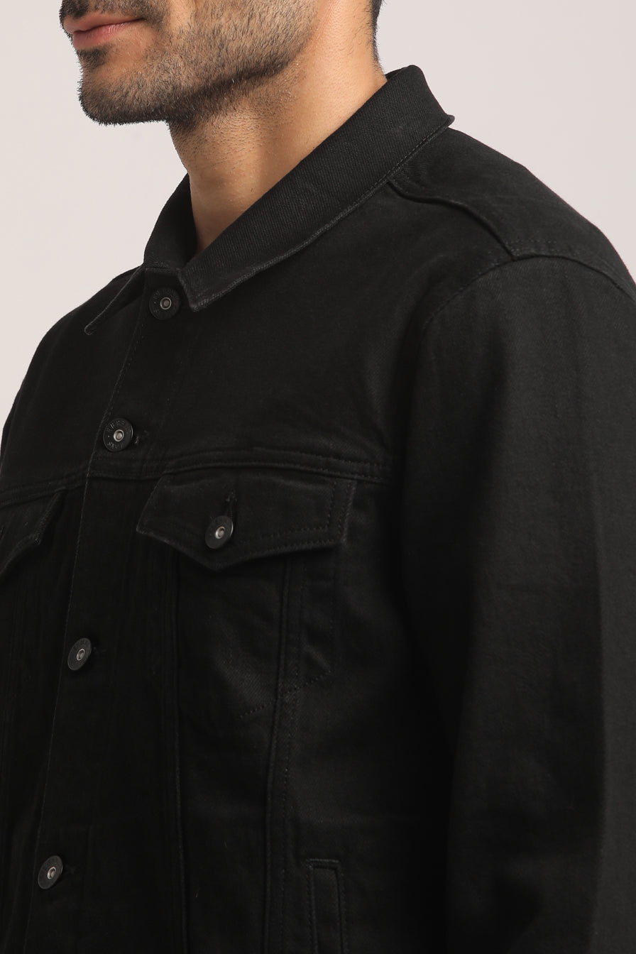 DOMINIK-MEN BLACK CLASSIC TRUCKER JACKET