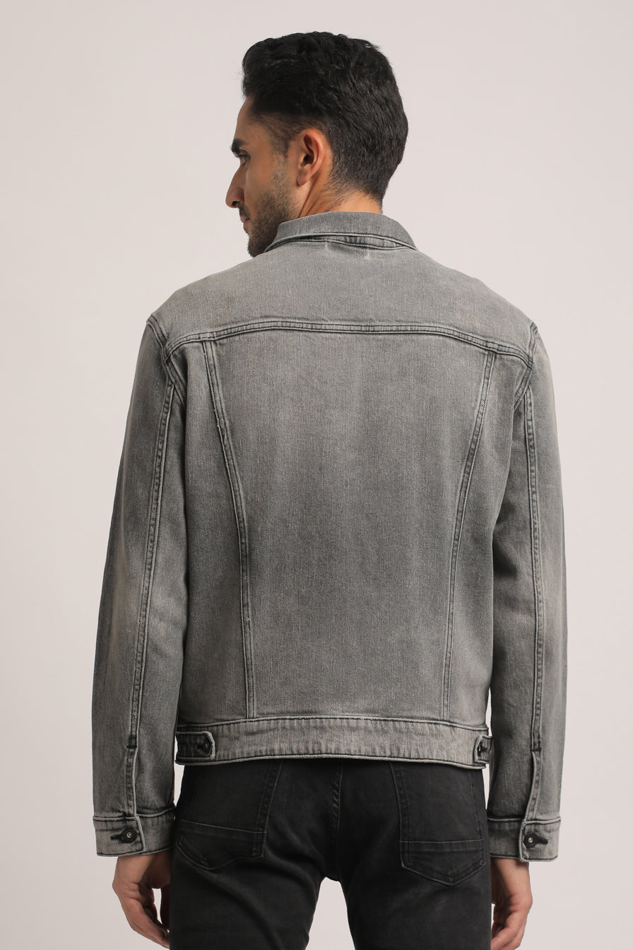 DONOVAN-MEN GREY CLASSIC TRUCKER JACKET