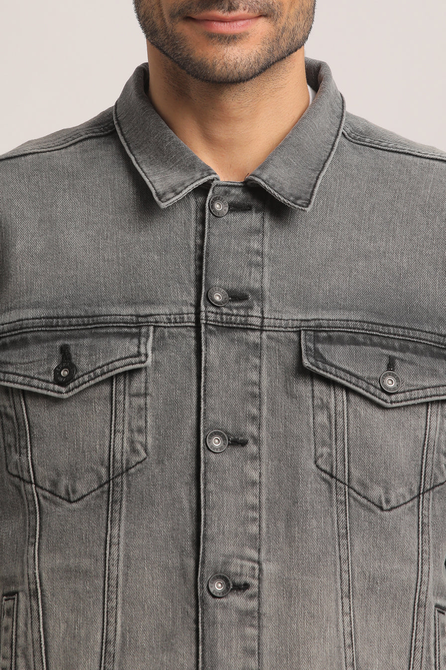 DONOVAN-MEN GREY CLASSIC TRUCKER JACKET