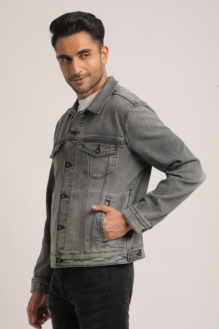 DONOVAN-MEN GREY CLASSIC TRUCKER JACKET