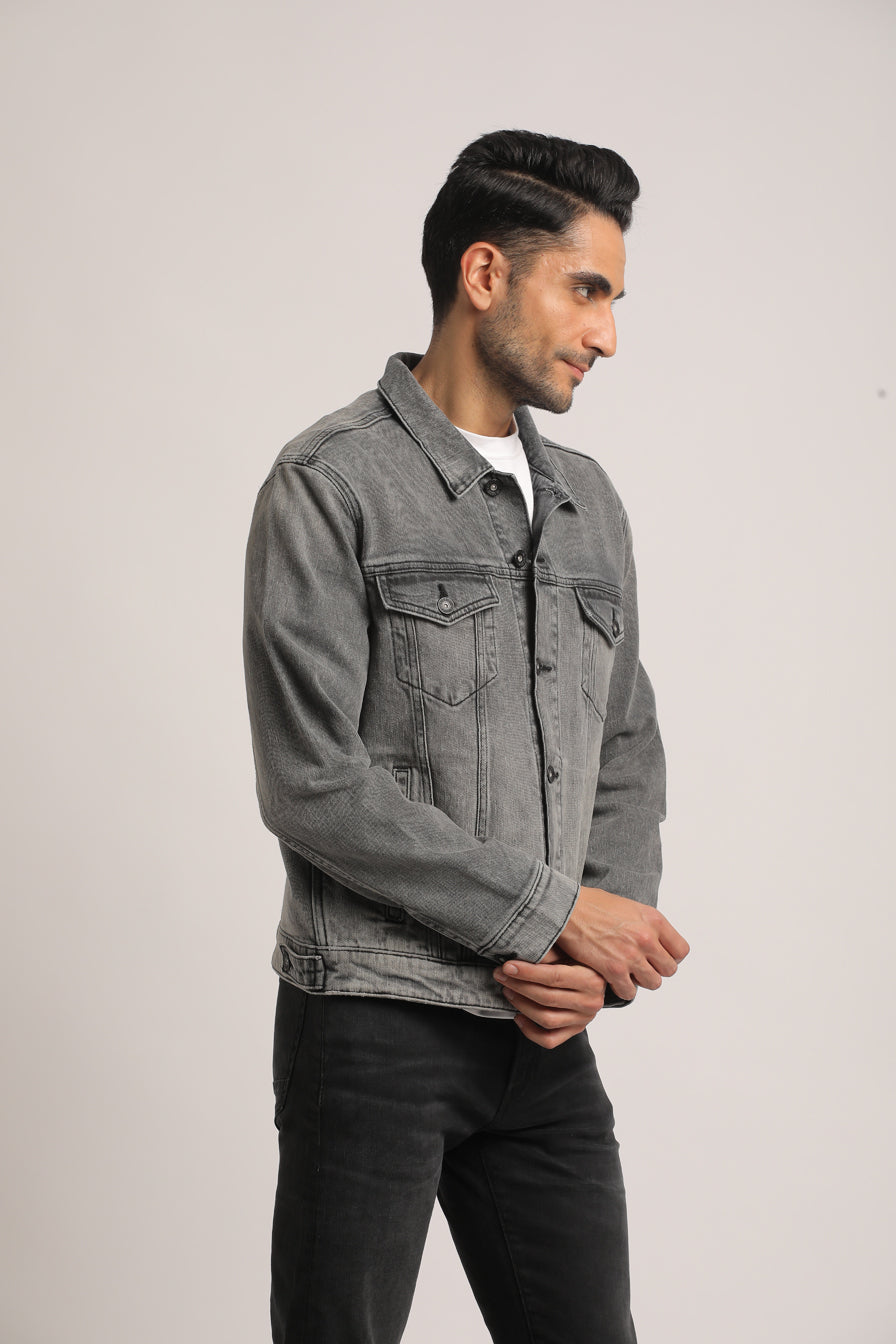 DONOVAN-MEN GREY CLASSIC TRUCKER JACKET