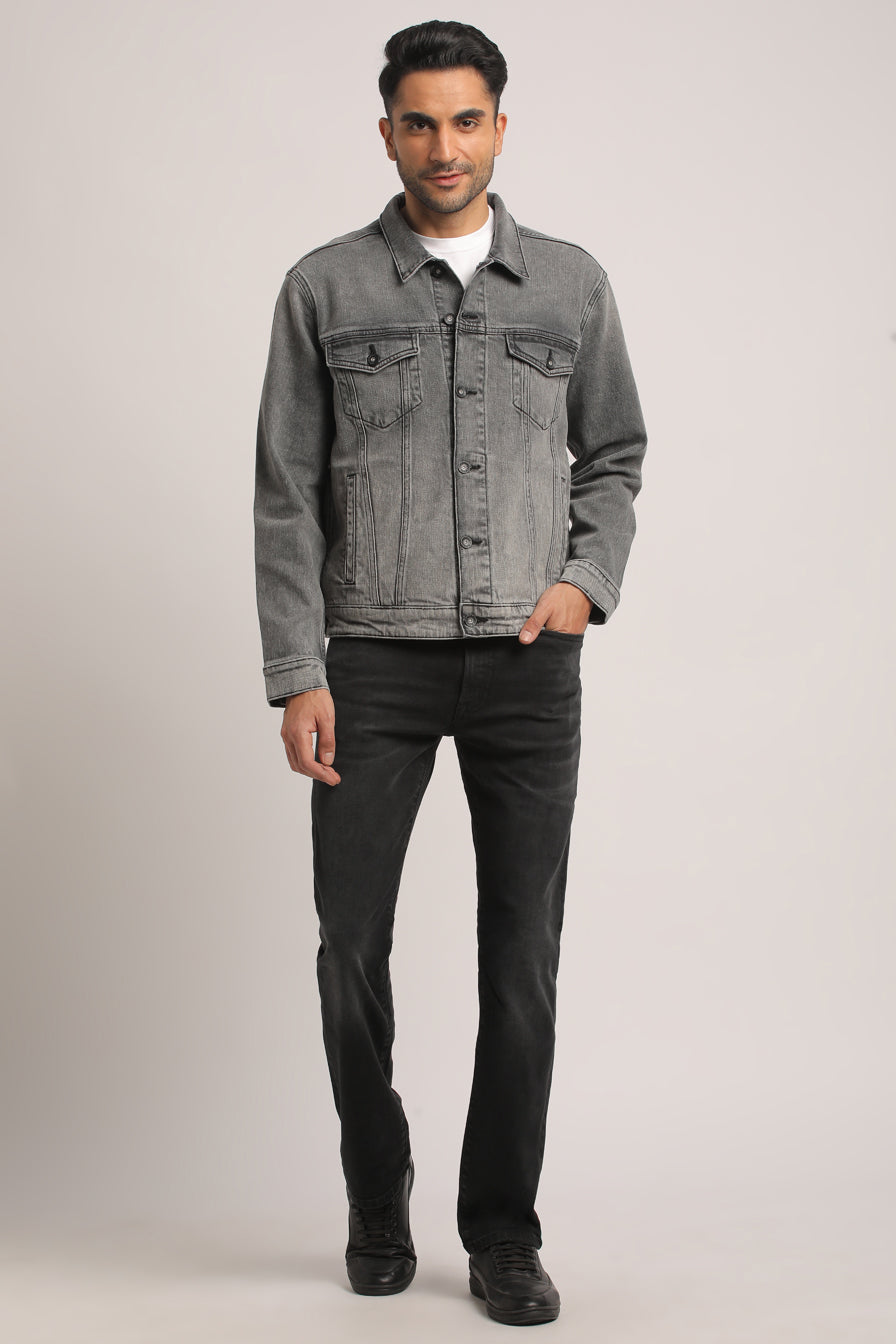 DONOVAN-MEN GREY CLASSIC TRUCKER JACKET