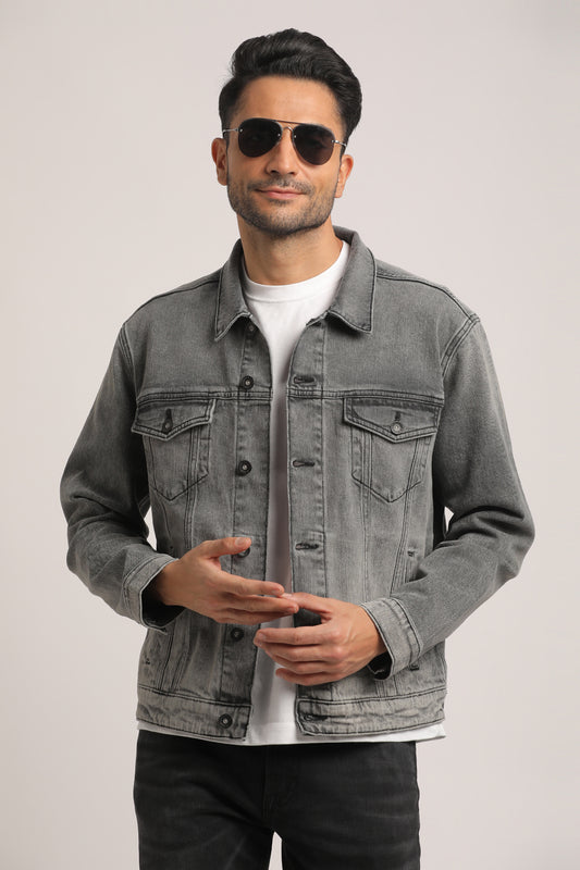 DONOVAN-MEN GREY CLASSIC TRUCKER JACKET