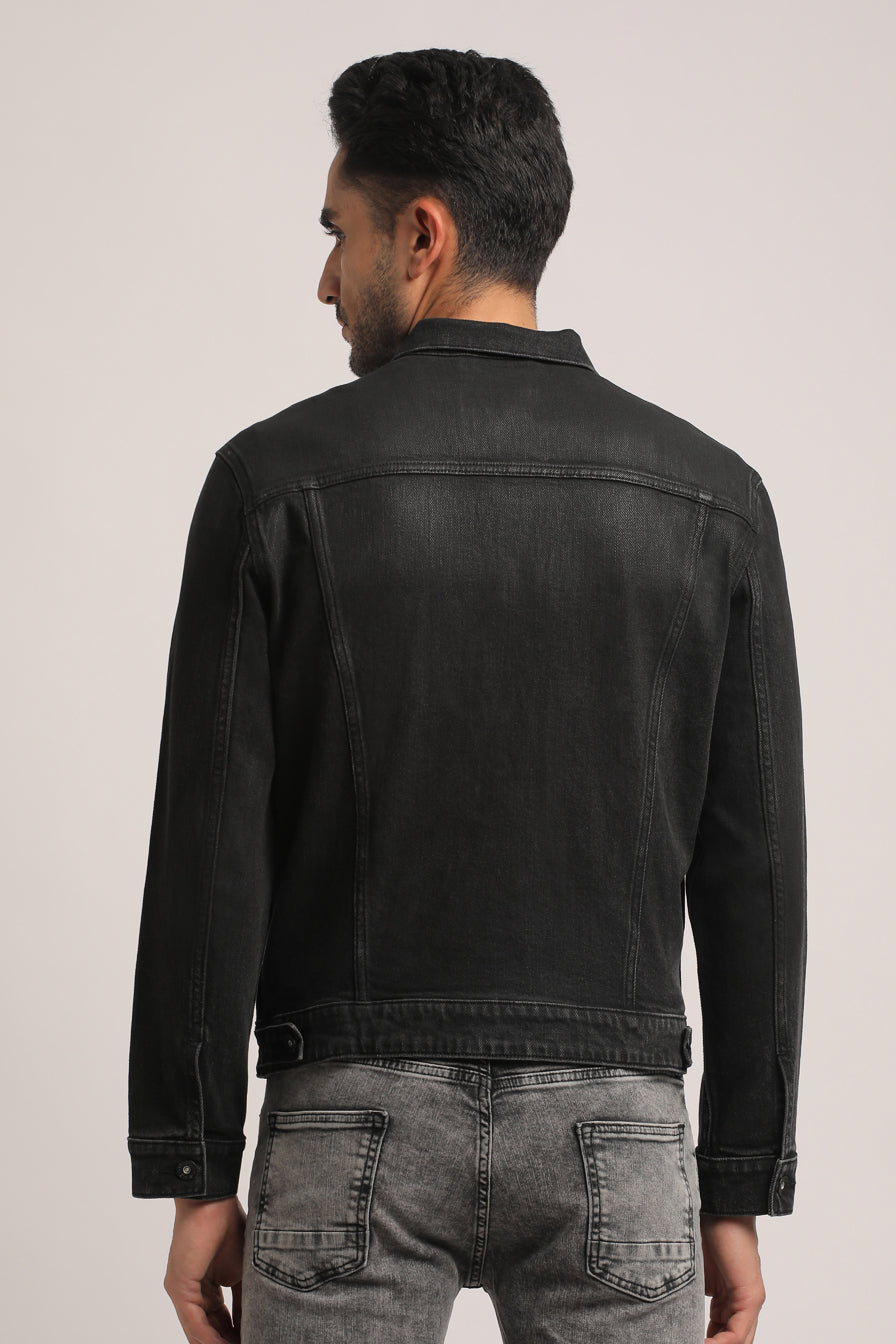 DORIAN-MEN BLACK CLASSIC TRUCKER JACKET